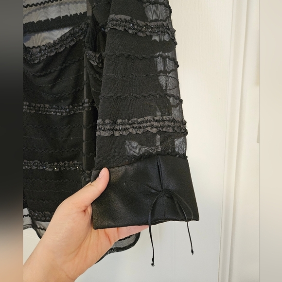 Ensemble top and cardigan vest womens XL black mesh - Picture 3 of 5